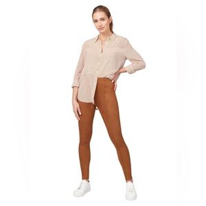 Spanx Faux Caramel Suede Leggings Size L